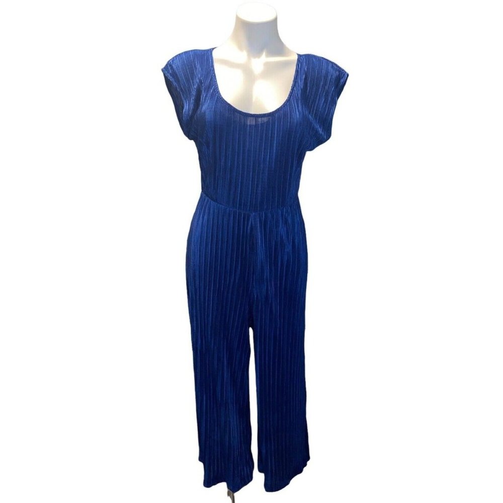 Anthropologie Maeve Sonata Pleated Jumpsuit Blue Size 8